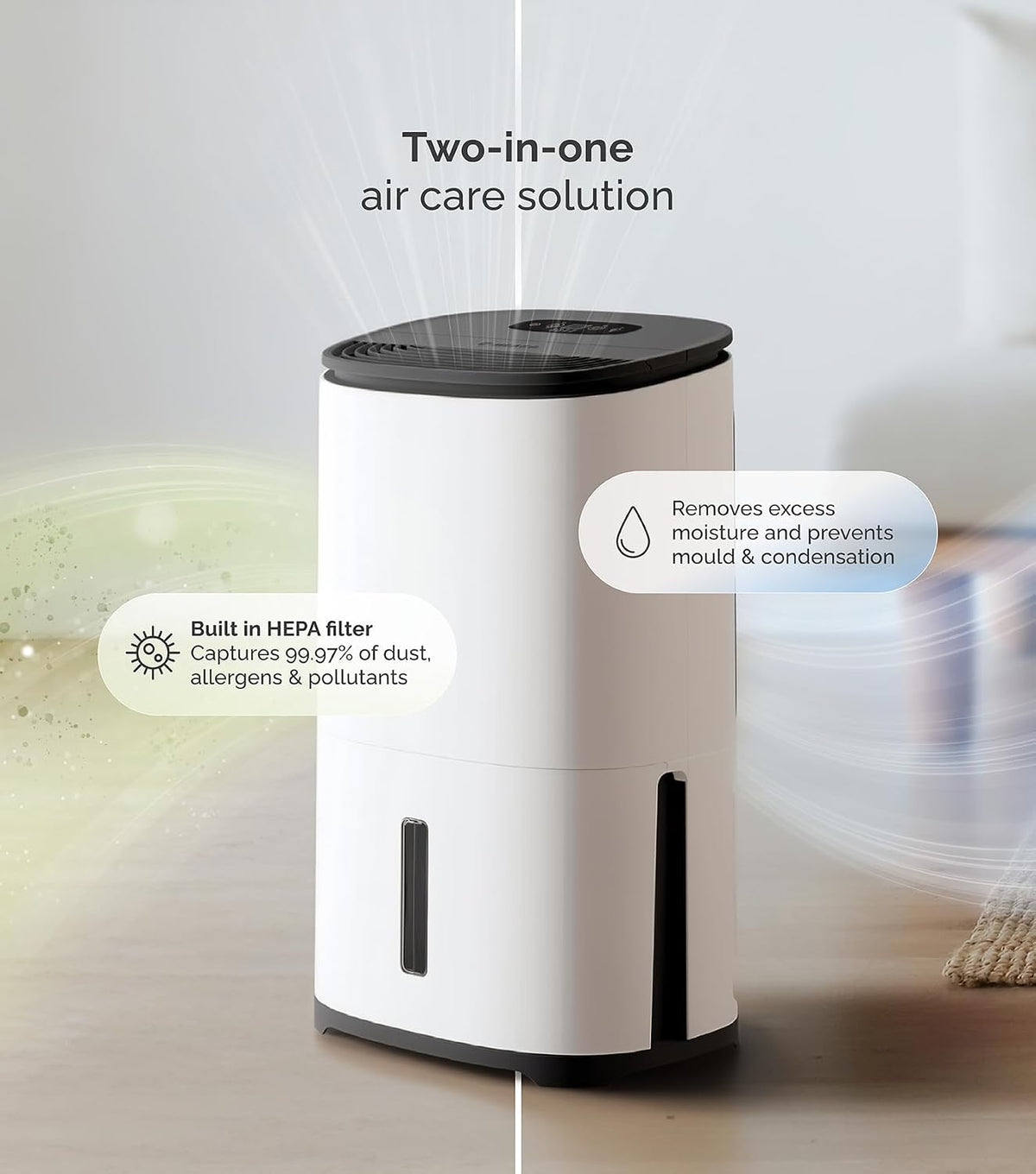 MeacoDry Arete® One 25L Dual Dehumidifier & HEPA Air Purifier- 5x Year Warranty - Controls Humidity & Removes Excess Moisture in Large Houses - Low Energy